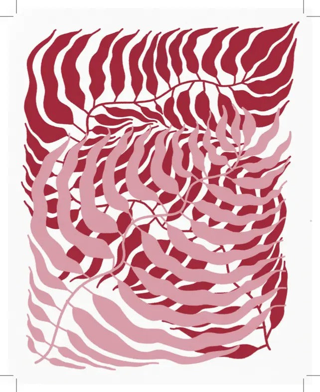 Red and Pink Fern Drawing