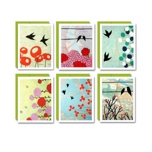 Map paintings: Flowers Card Set