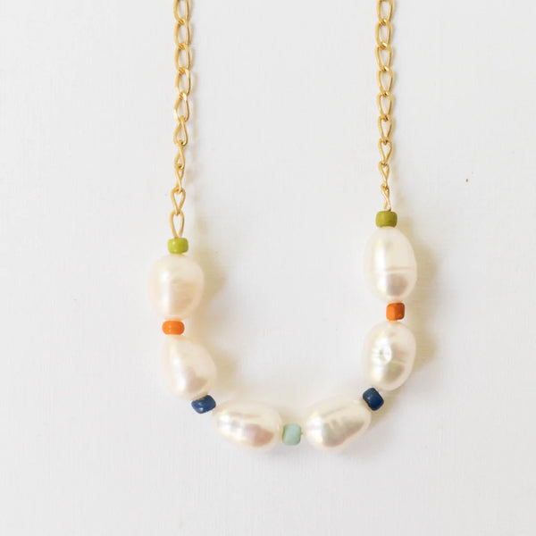 Pearl and Fair Trade beads Necklace