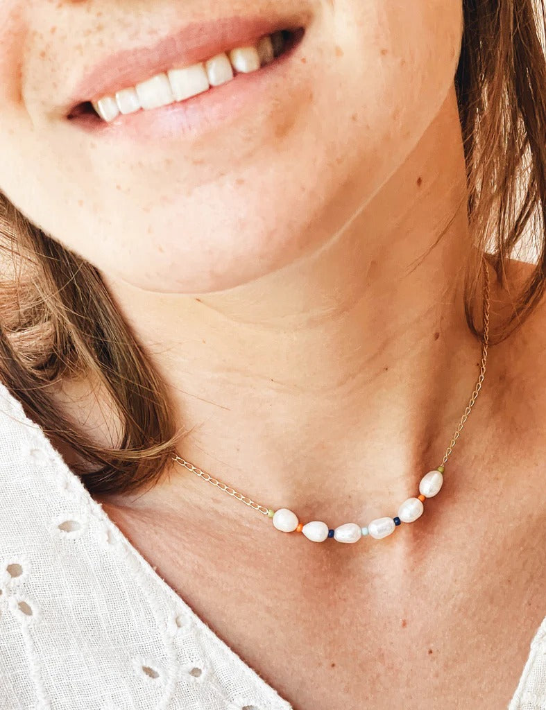 Pearl and Fair Trade beads Necklace