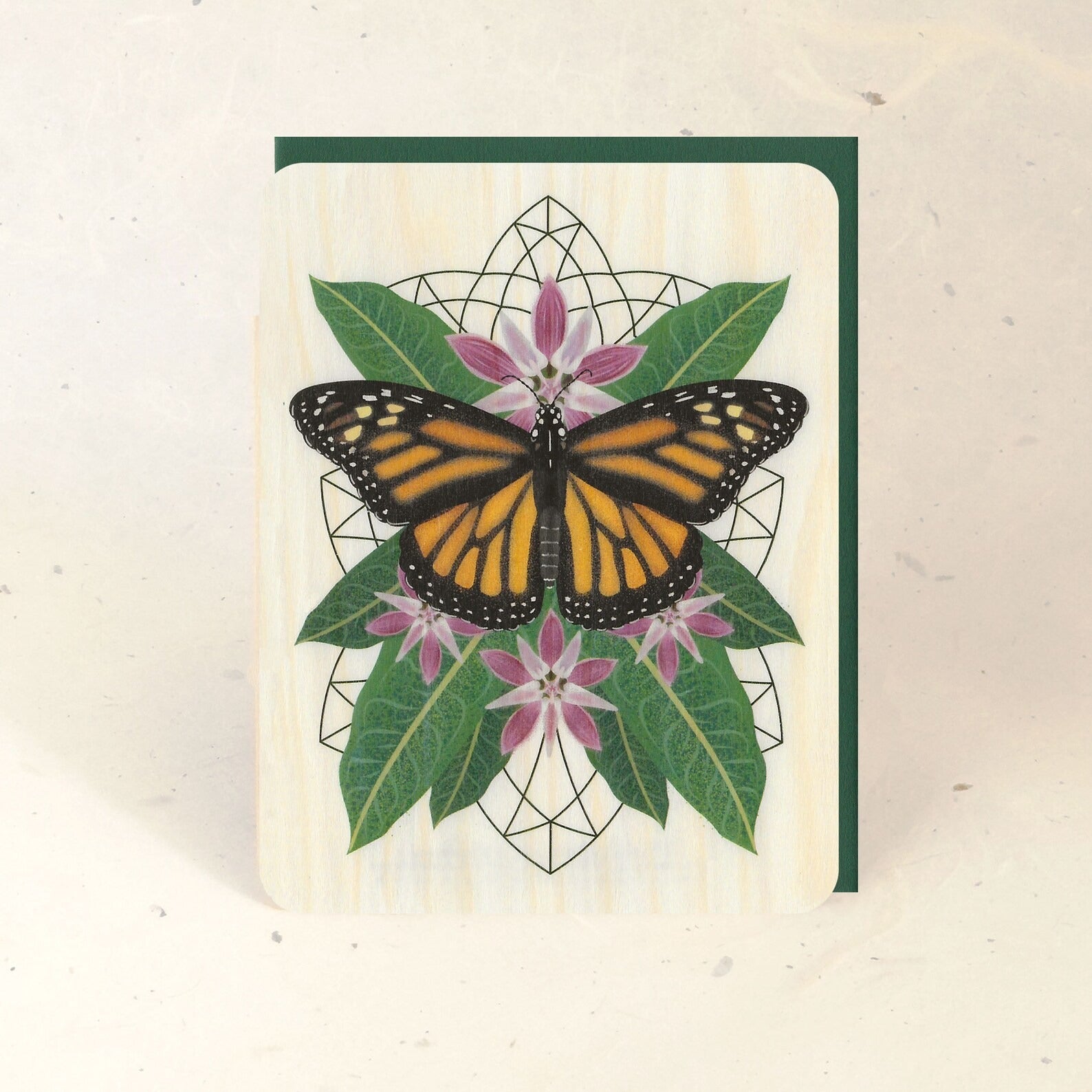 Monarch & Milkweed Wood Greeting Card