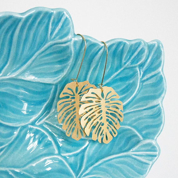 Monstera Deliciosa Leaf Earrings