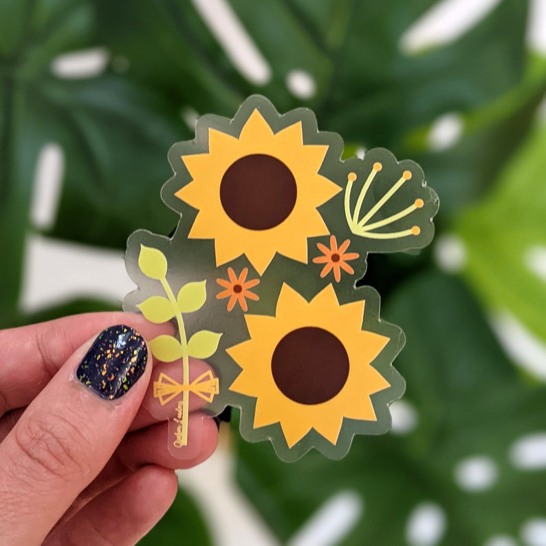 Clear Sunflowers Vinyl Sticker