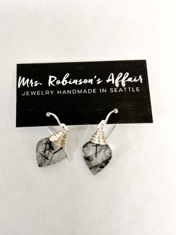 Rutilated Quartz Earrings in Sterling Silver