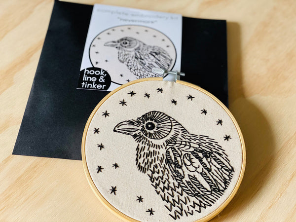 "Nevermore" Raven Embroidery Kit