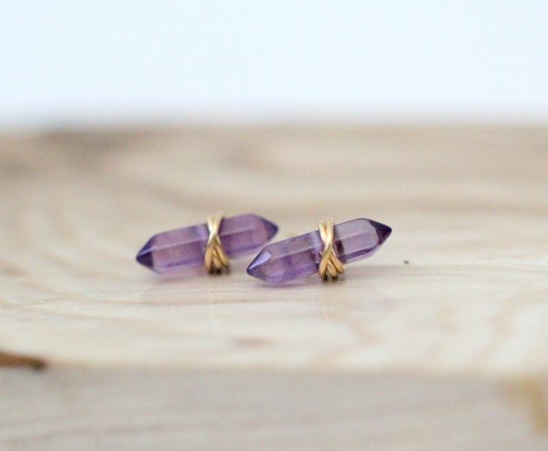 Gemstone Crest Stud Earrings