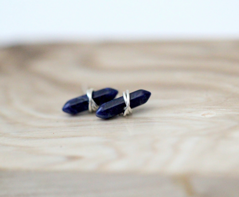 Gemstone Crest Stud Earrings
