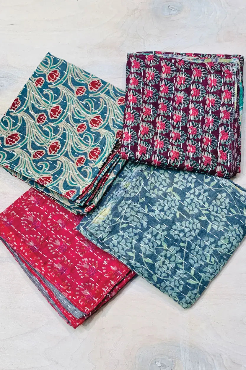 Handmade Kantha Cloth Napkin Set of 4