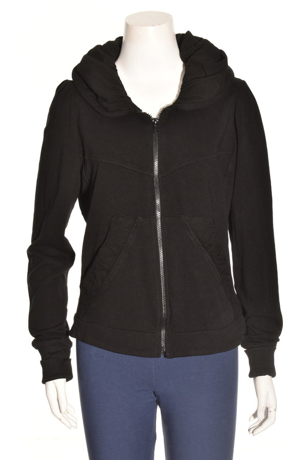 Lux Hooded Jacket in Black French Terry